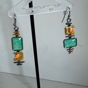 Elegant green and orange enamel Earrings